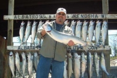 This trophy size Steelhead Rainbow Trout Caught with a fantastic catch of coho Salmon. On May 16th 2009. Out of the Port of Kenosha aboard the Nicole Lynn of Albatross Fishing Charters.